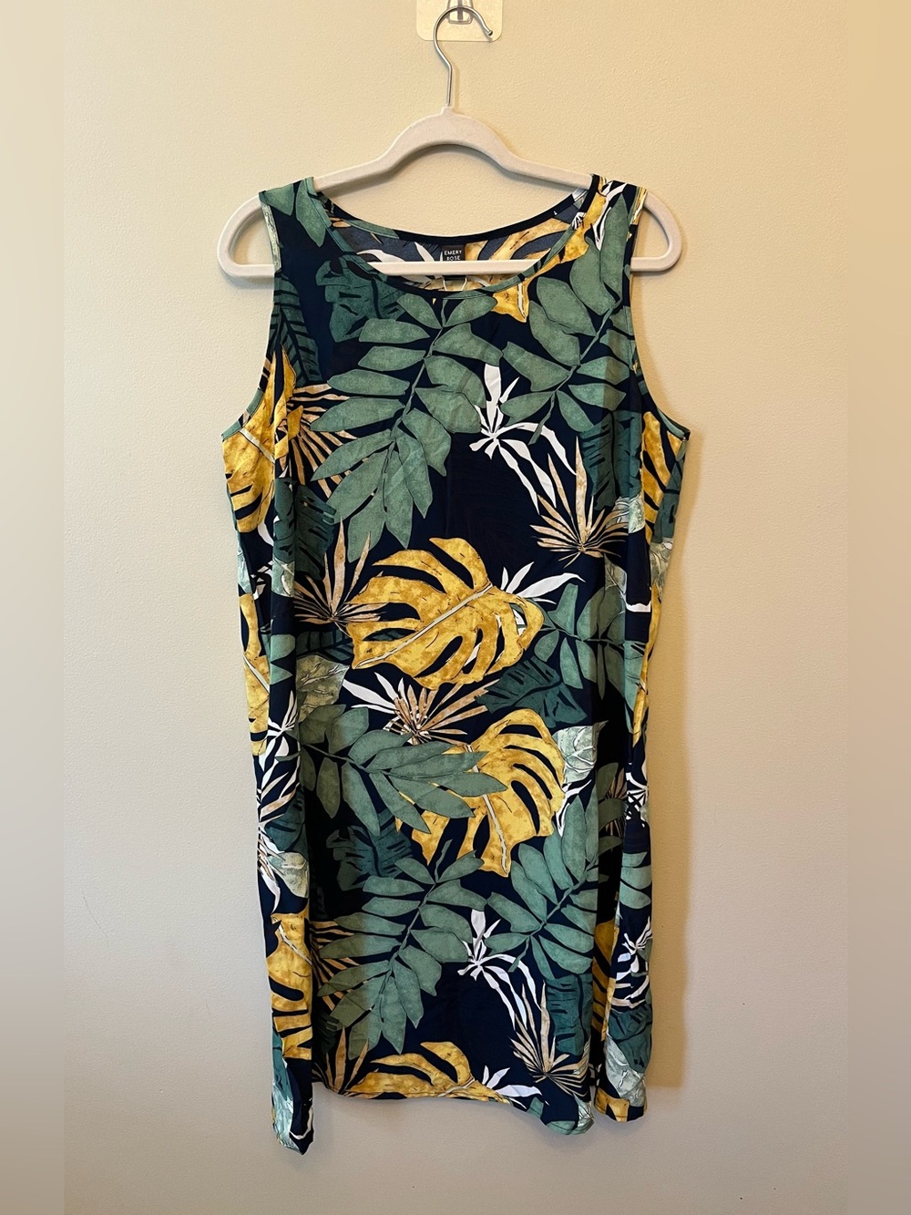NWT Emery Rose Tropical Print Sleeveless Dress Women's Size XL Vacation Summer